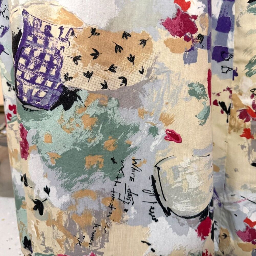 Vtg 90s Eclectic Patchwork Print, Button Midi Ski… - image 4